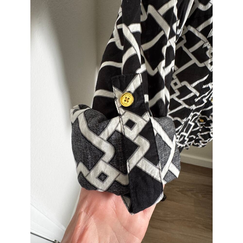 Michael Kors | Black and White Chain Print Blouse size XL - Picture 7 of 12